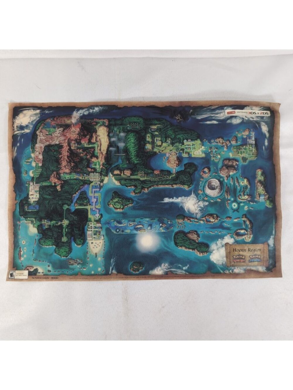 Pokemon Hoenn World Map Poster 3DS Omega Ruby Alpha Sapphire Nintendo 2014 17x11